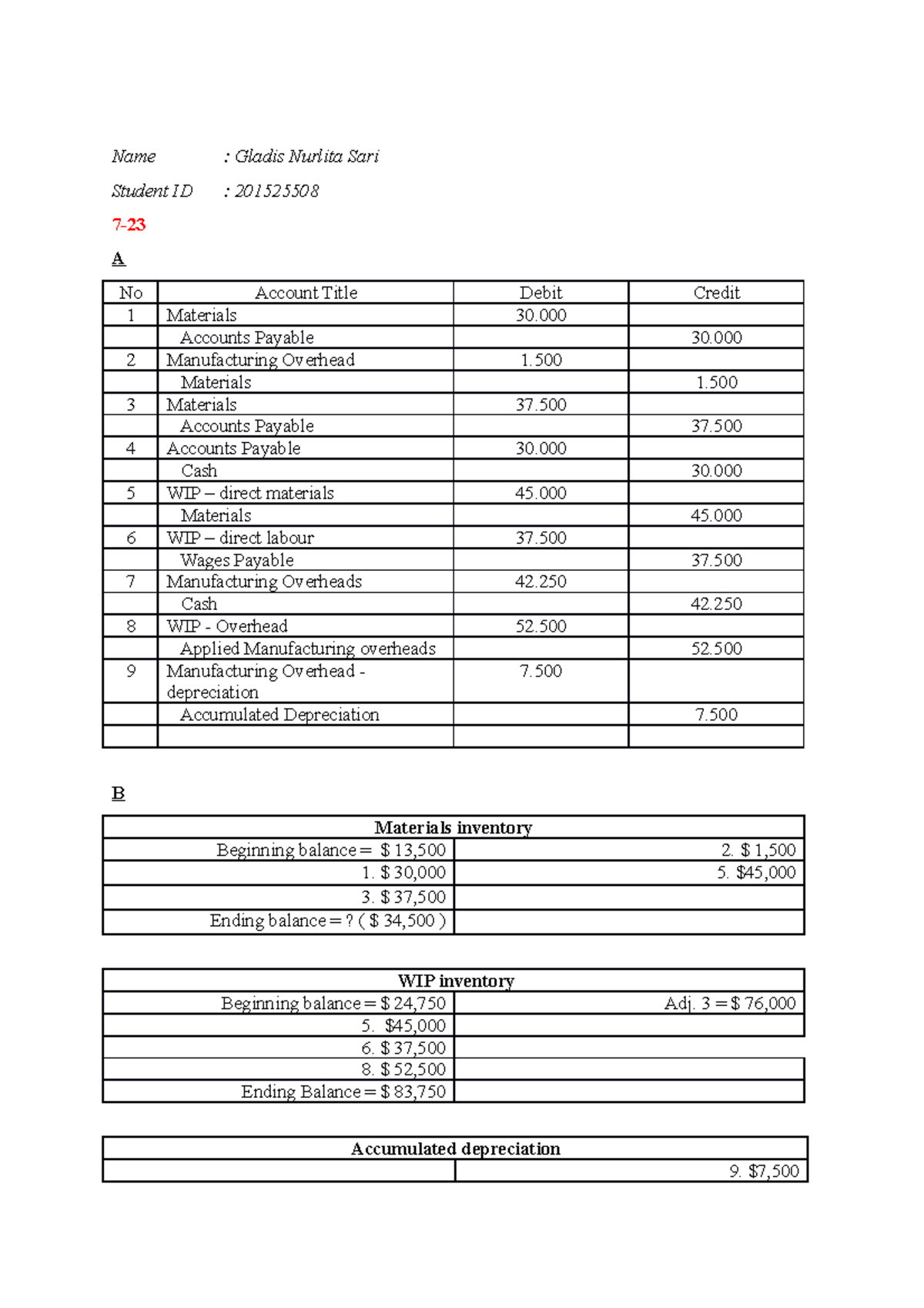 cost account assignment