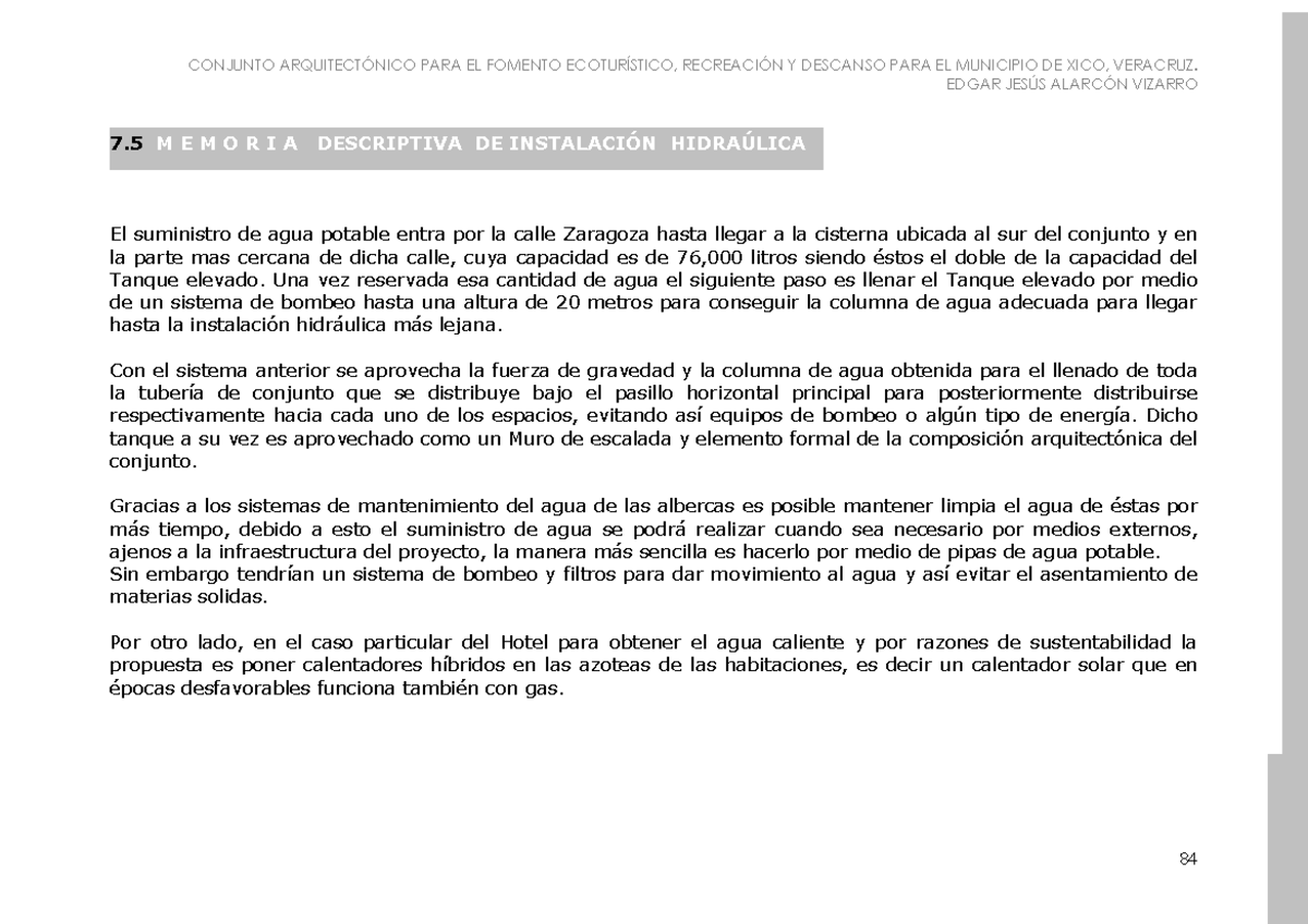 M E M O R I A Descriptiva DE Instalación Hidraúlica - CONJUNTO