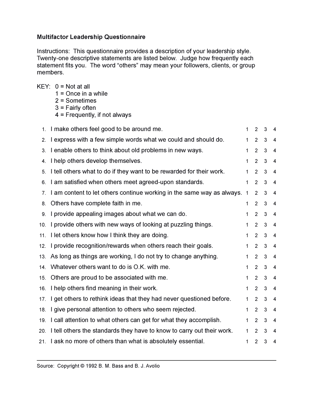 Multifactor Leadership Questionnaire - Multifactor Leadership ...