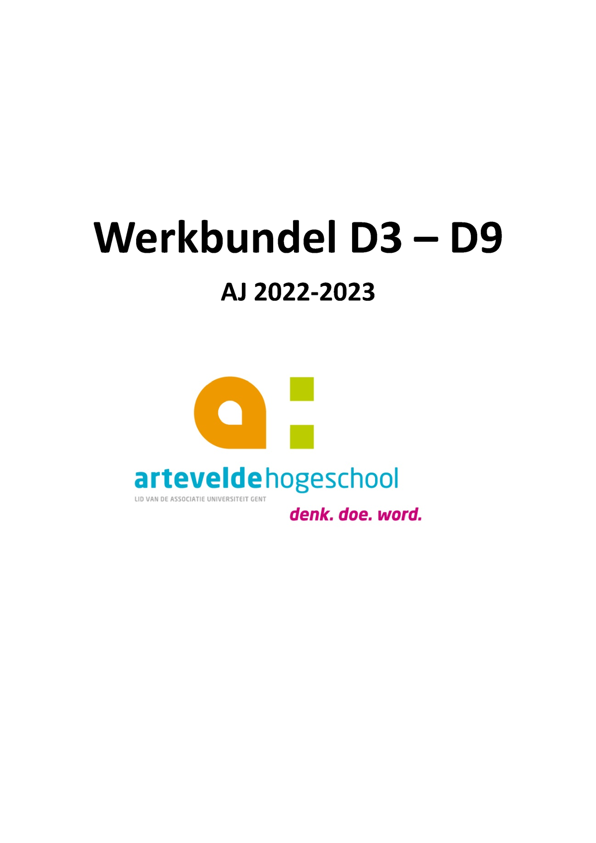 Toepassingen Lesweek 2 - Werkbundel D3 – D AJ 2022- Afspraken ...