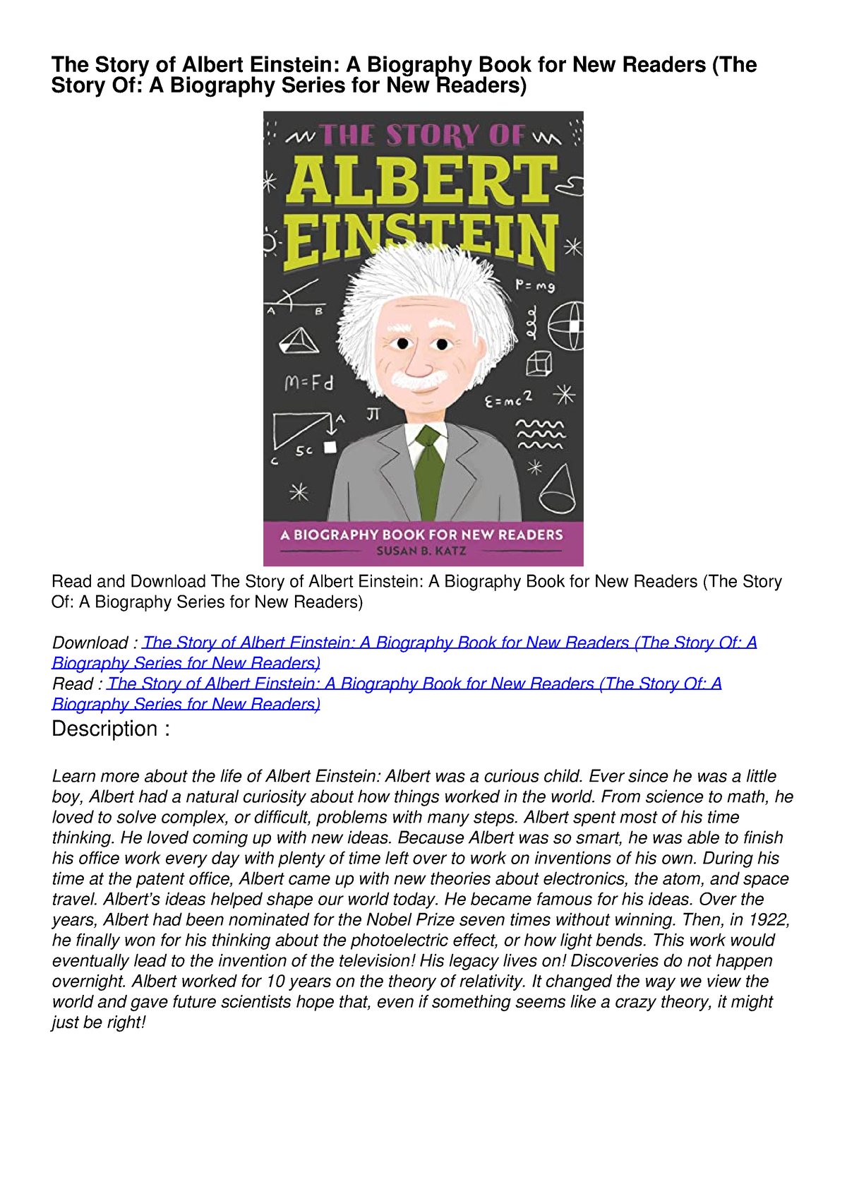 albert einstein biography in english pdf download