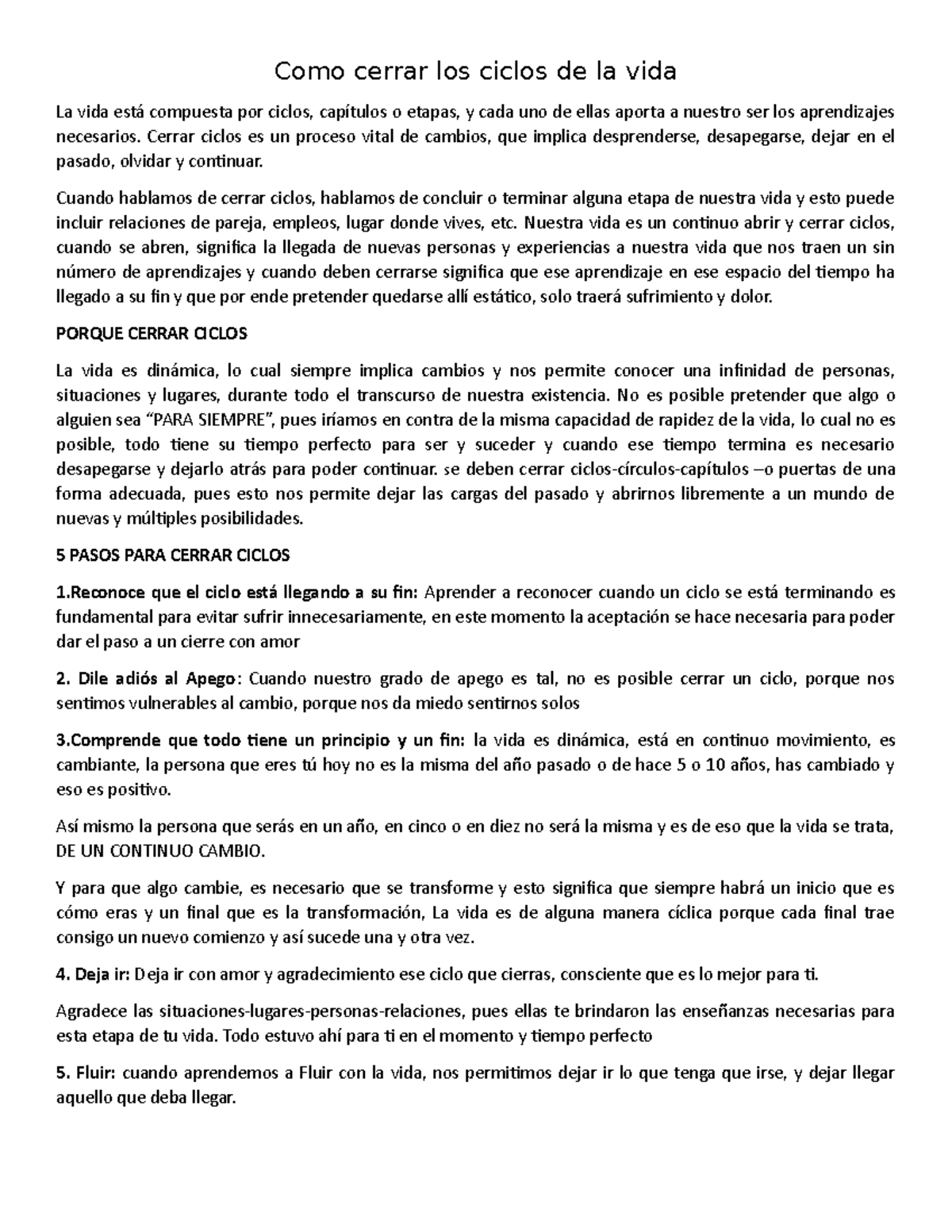 Como cerrar los ciclos de la vida reportaje - Como cerrar los ciclos de ...