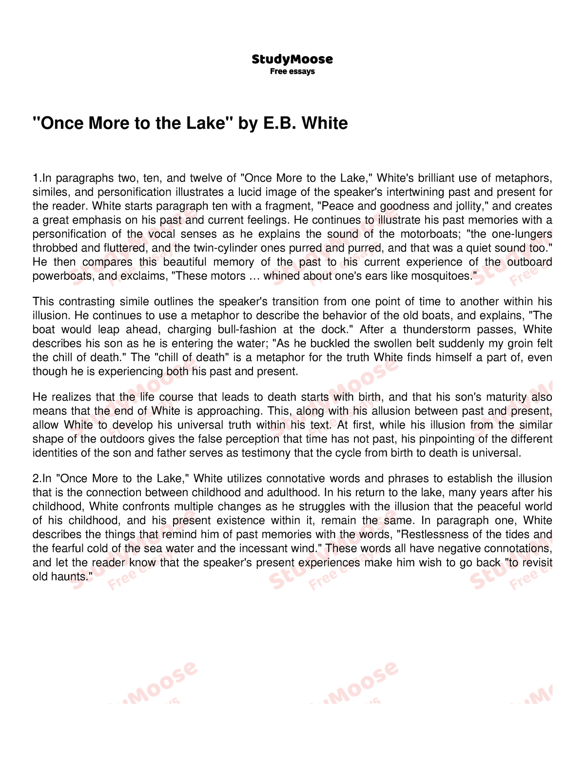 literary analysis essay once more to the lake