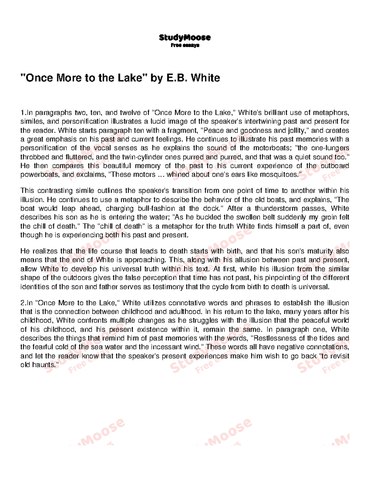 e.b. white's essay once more to the lake