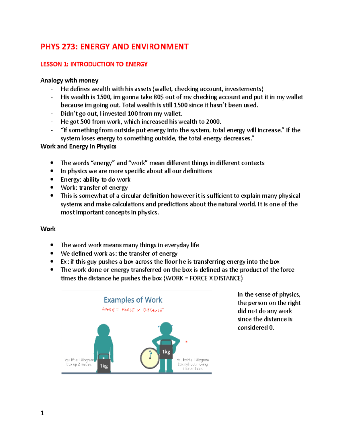 PHYS273 notes on everything - PHYS 273: ENERGY AND ENVIRONMENT LESSON 1 ...