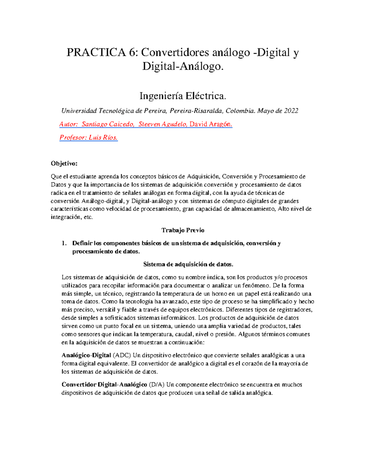 Practica De Convertidores A D Practica 6 Convertidores Análogo