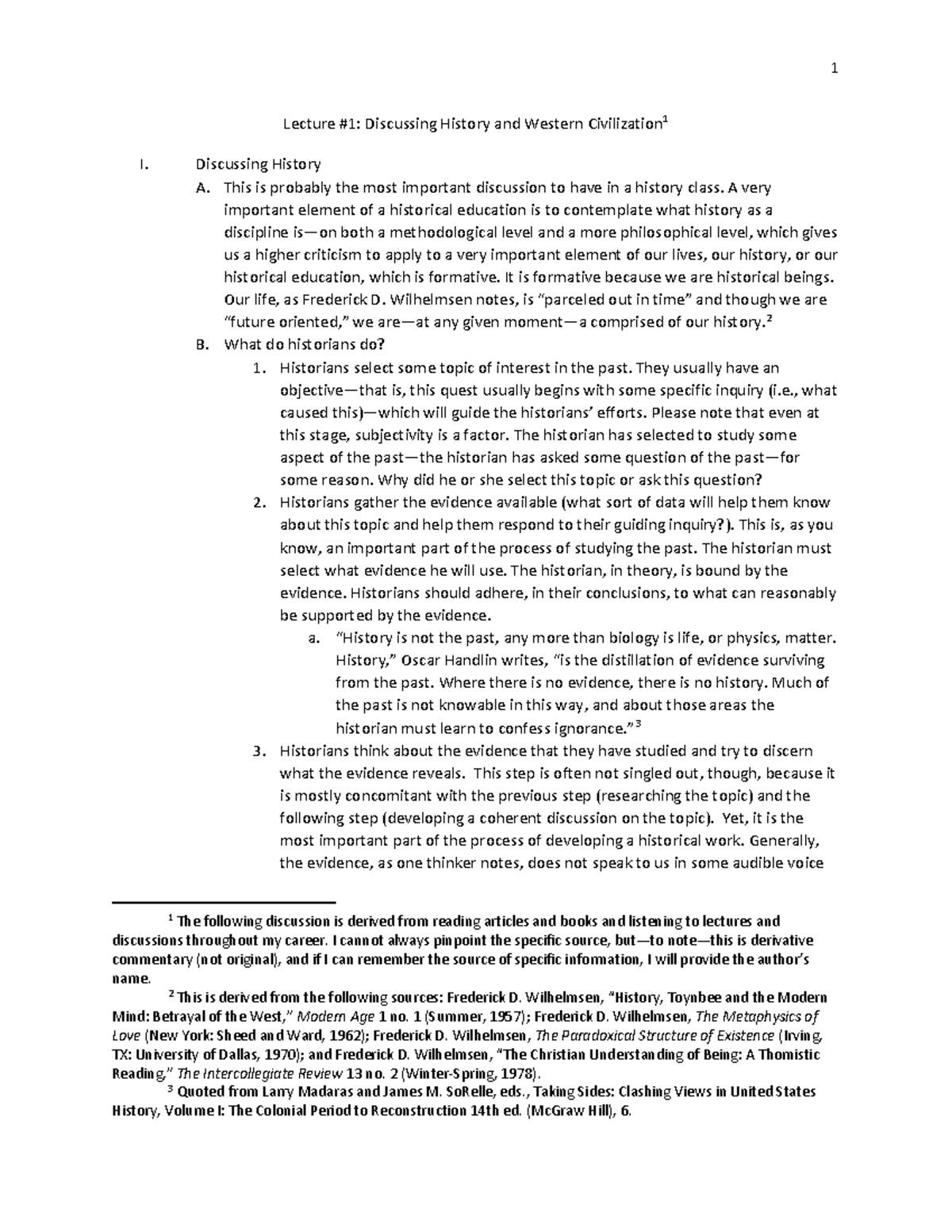 Lecture 1 Discussing History and Western Civilization HIST 2311 ...