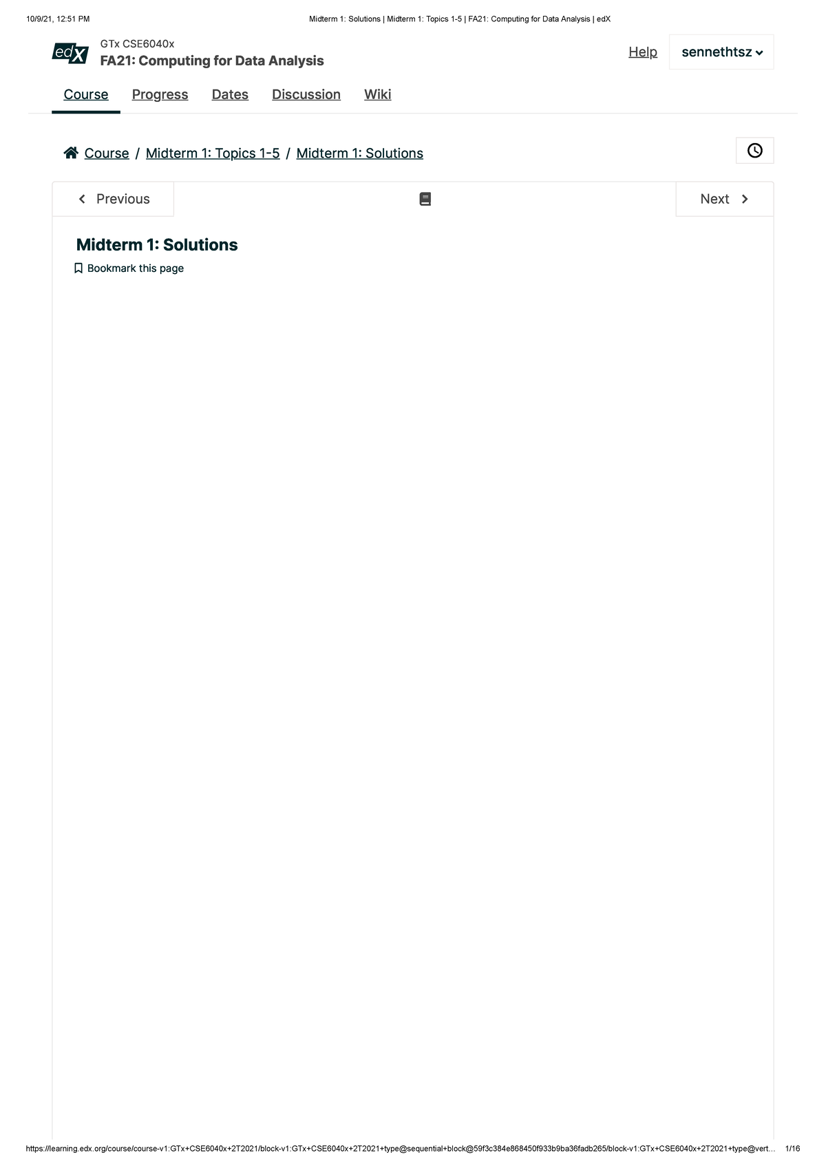Midterm 1 Solutions Midterm 1 Topics 1-5 FA21 Computing for Data ...