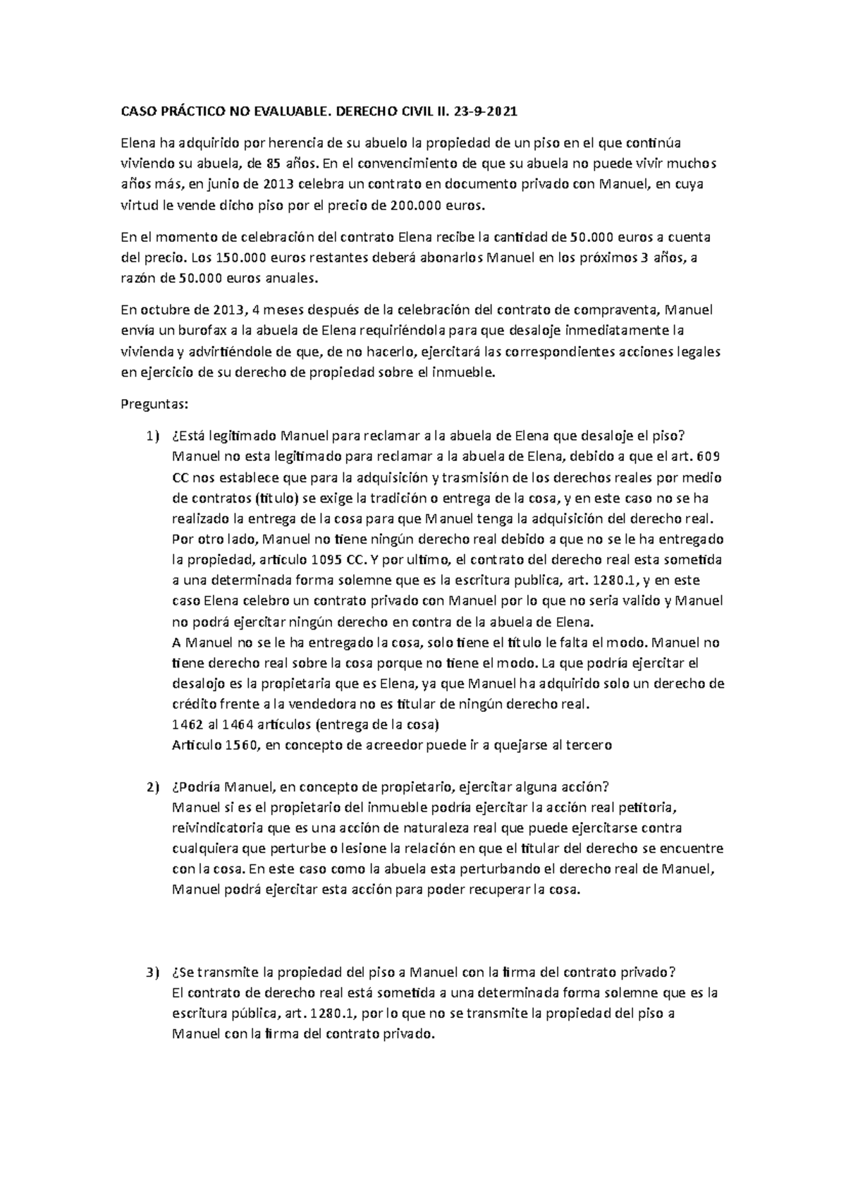 1. CASO Práctico NO Evaluable - CASO PRÁCTICO NO EVALUABLE. DERECHO ...