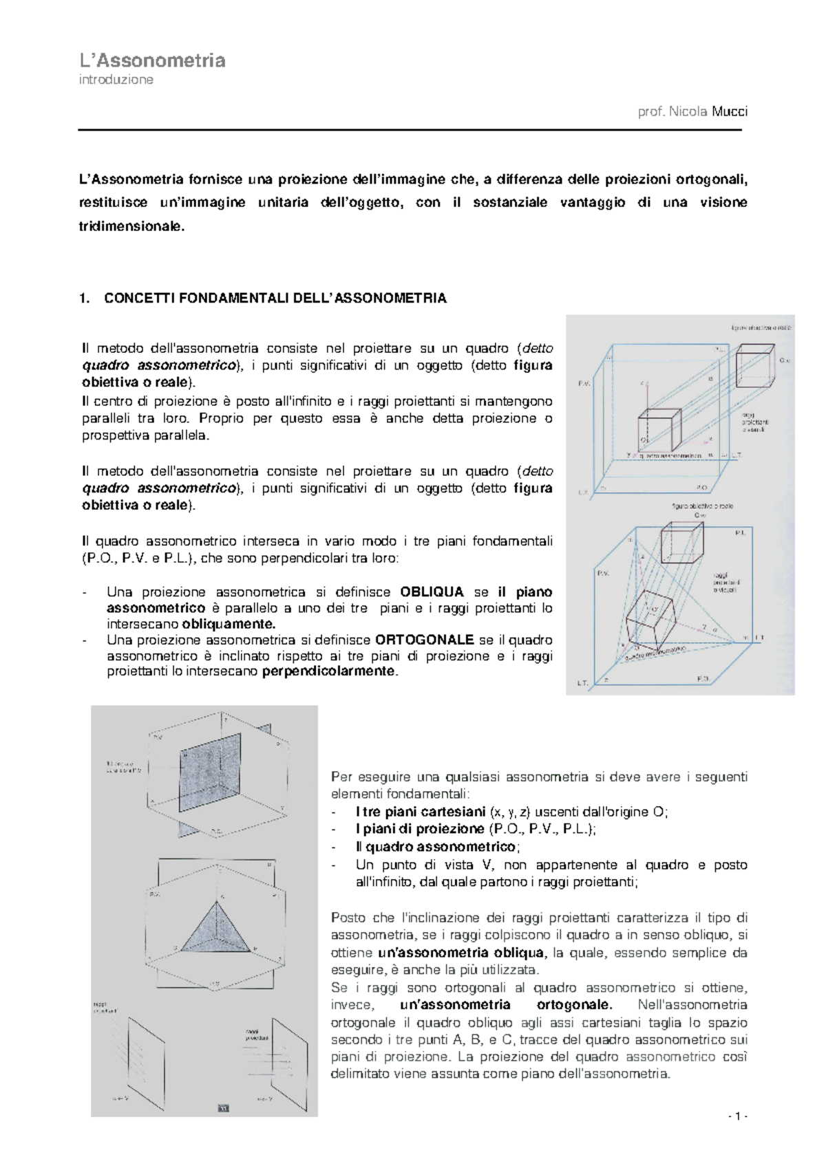 Assonometria - Metodi Di Rappresentazione - Introduzione Prof. Nicola ...