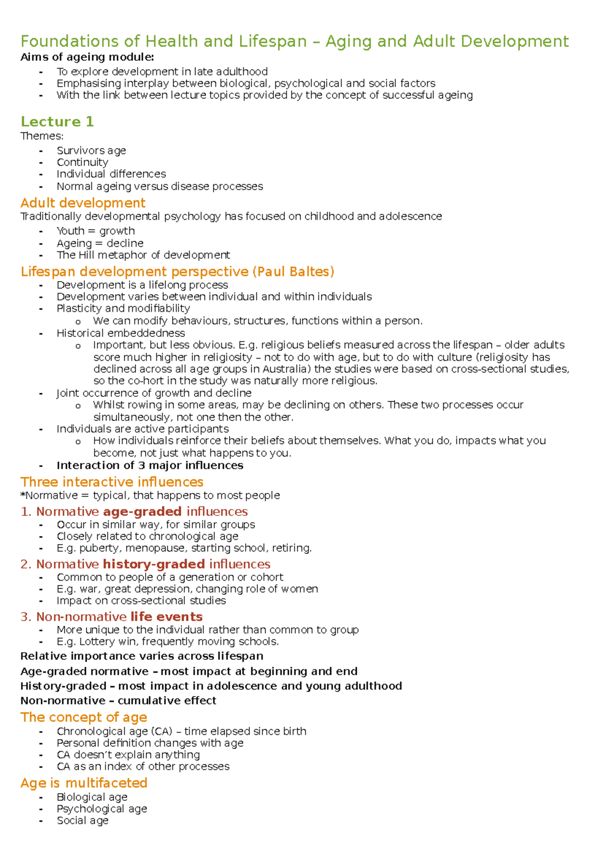 Fohld - Aging Lecture Notes - Foundations of Health and Lifespan ...