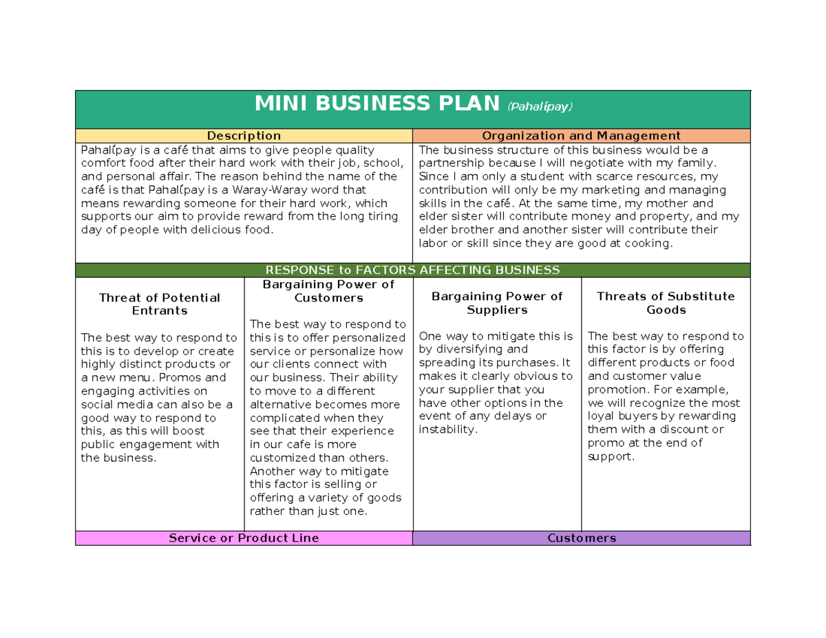 mini business plan video