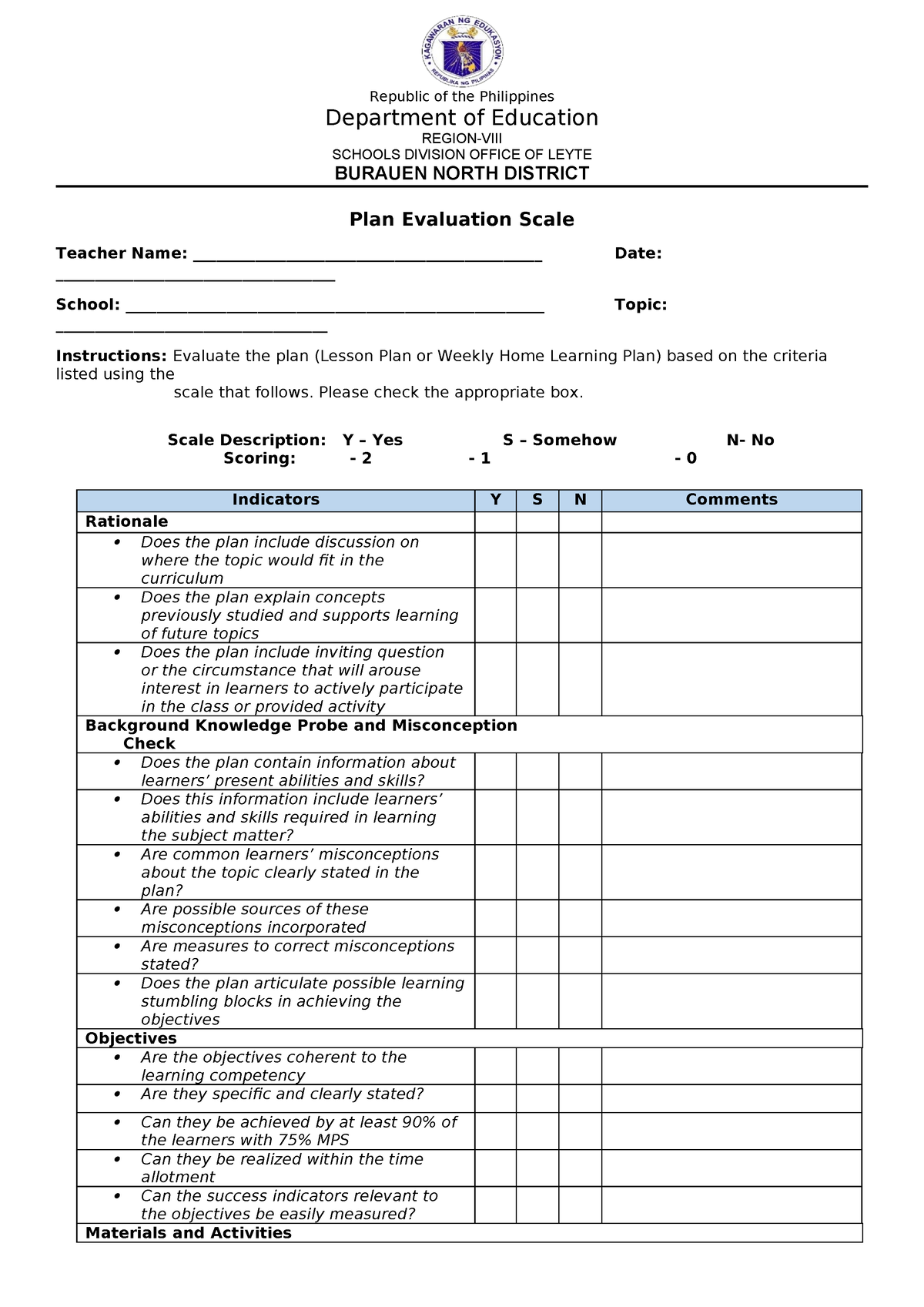 LAMP tools - documents for monitoring - Republic of the Philippines ...