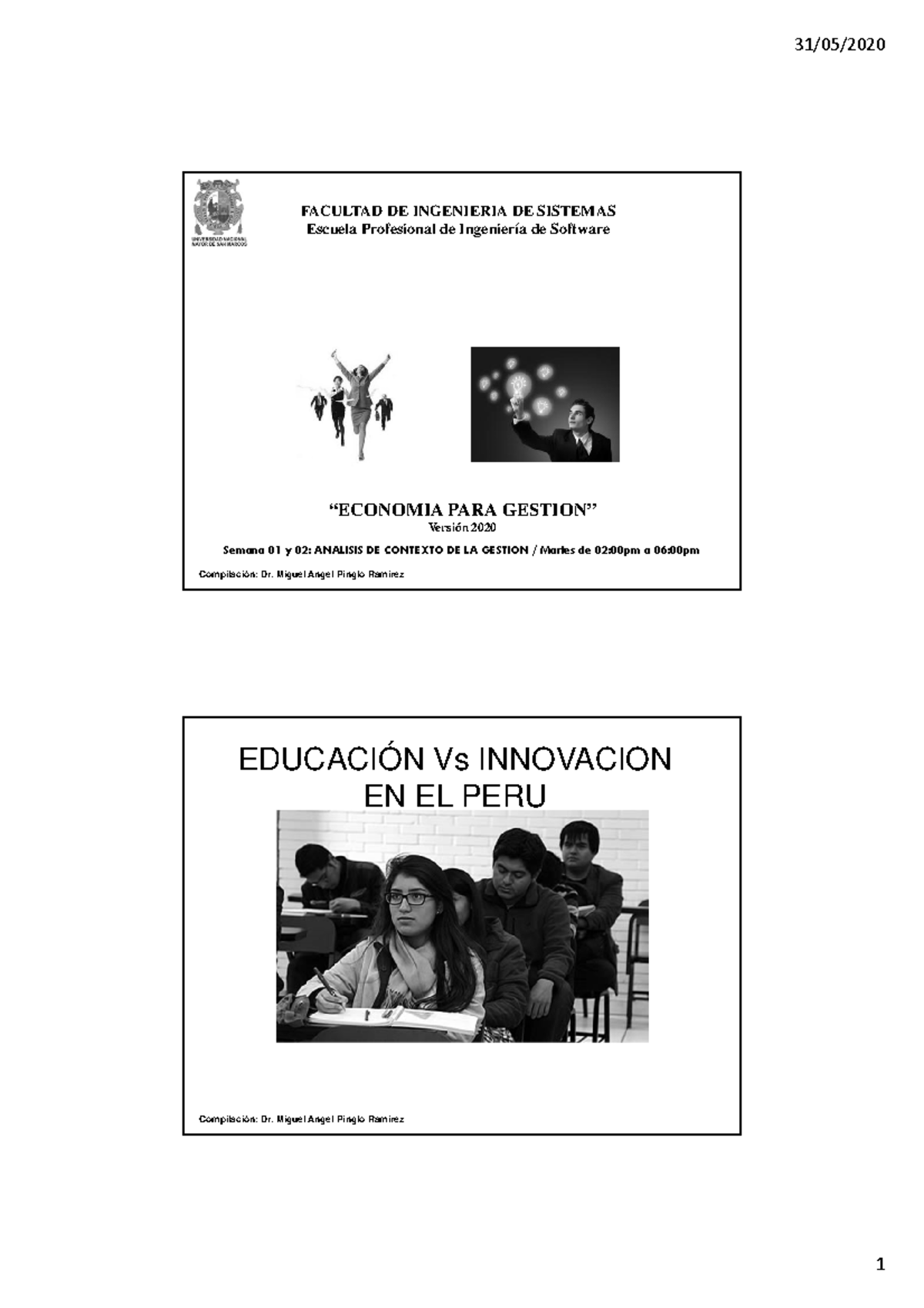 Semana 01 Y 02 - Innovacion Y Educacion - “ECONOMIA PARA GESTION ...