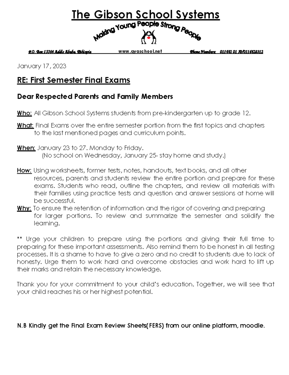 Final exam letter 2023 - It is best for students and teachers - The ...