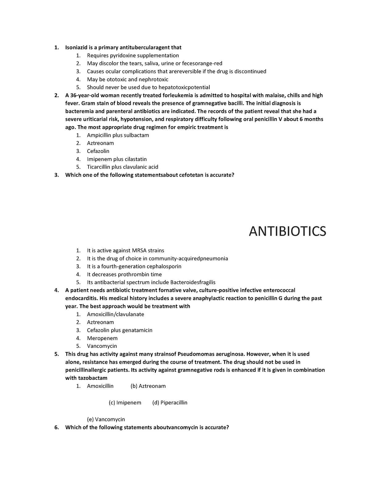 Antiibiotics 1 - Isoniazid is a primary antitubercularagent that ...