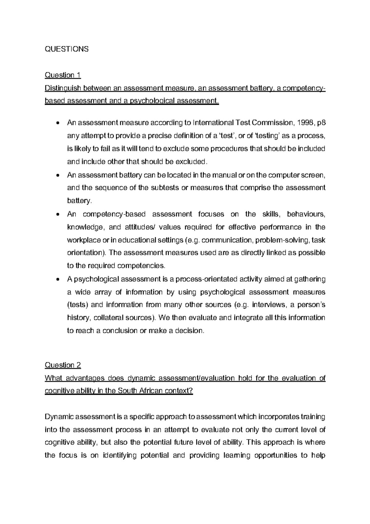 Iop3701 Assessment 3 - assignment - QUESTIONS Question 1 Distinguish ...