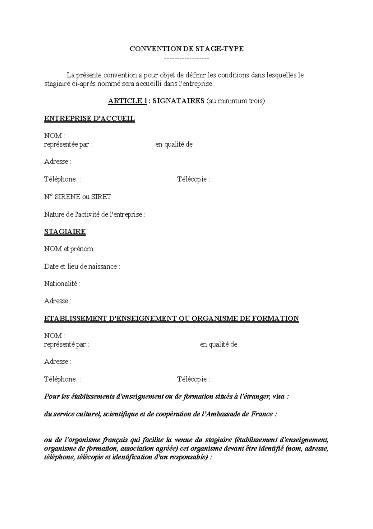 convention_stage_tripartite.pdf - CONVENTION DE STAGE-TYPE - La ...