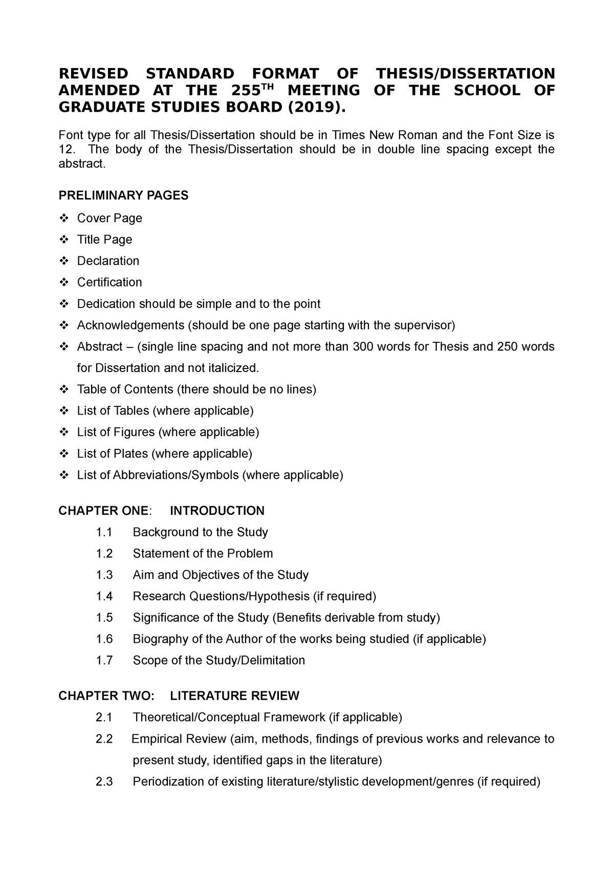 sgs dissertation format