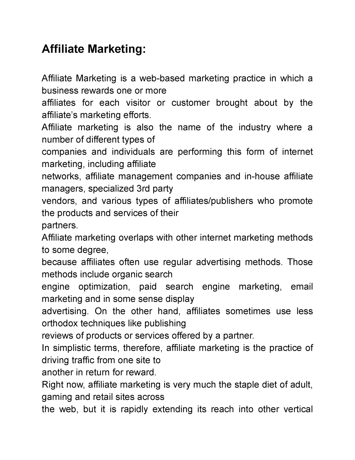 affiliate marketing thesis