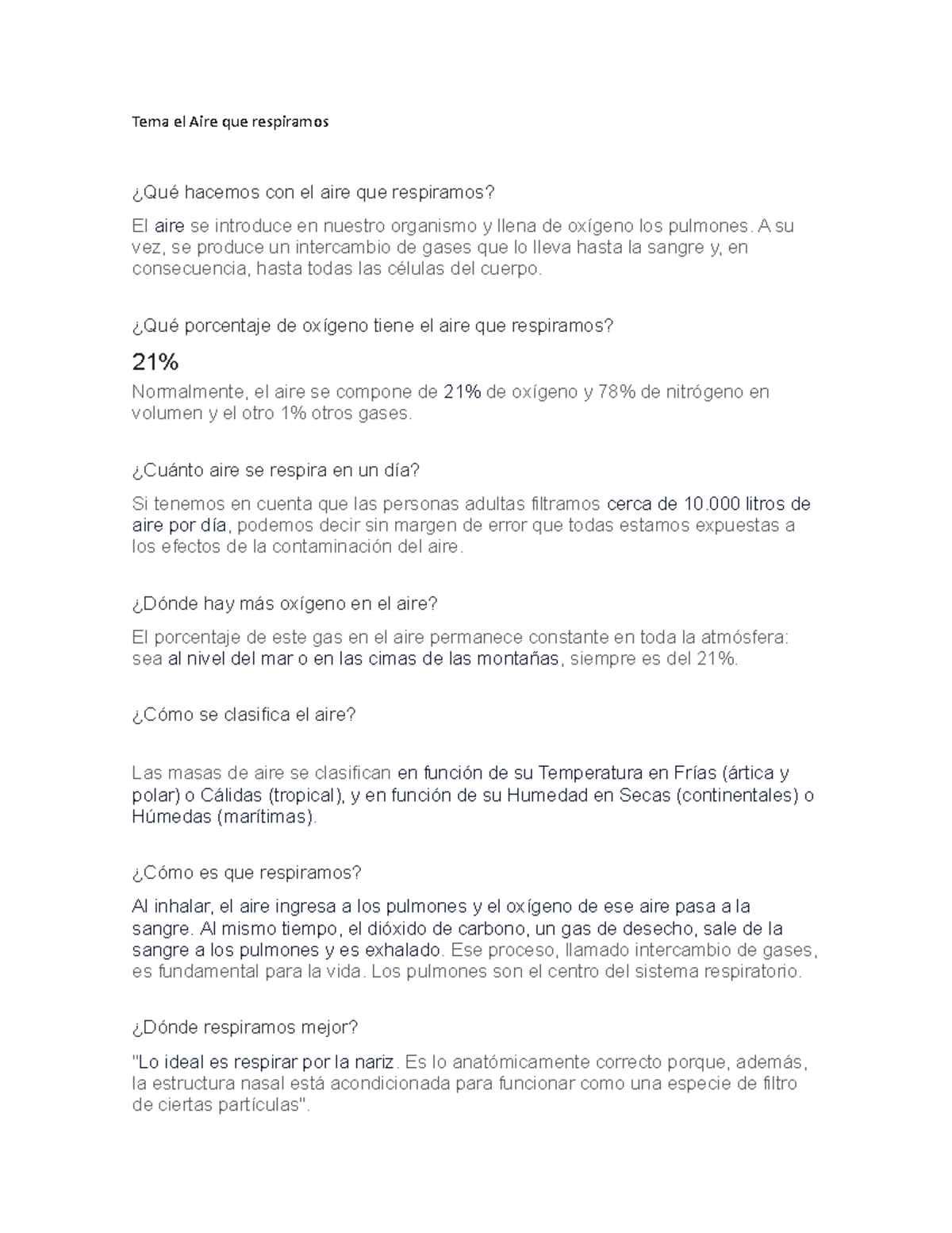 Tema el Aire que respiramos - Tema el Aire que respiramos ¿Qué hacemos ...