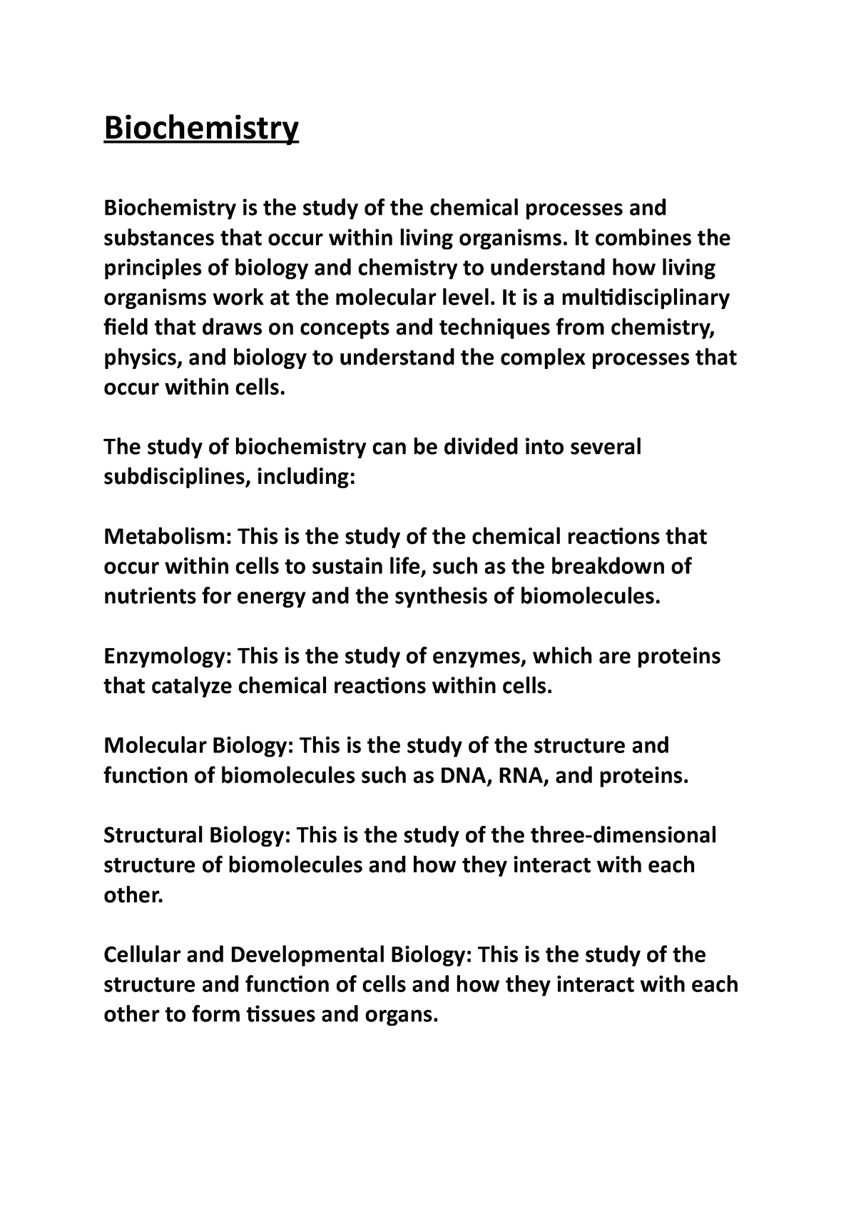 biochemistry essay titles