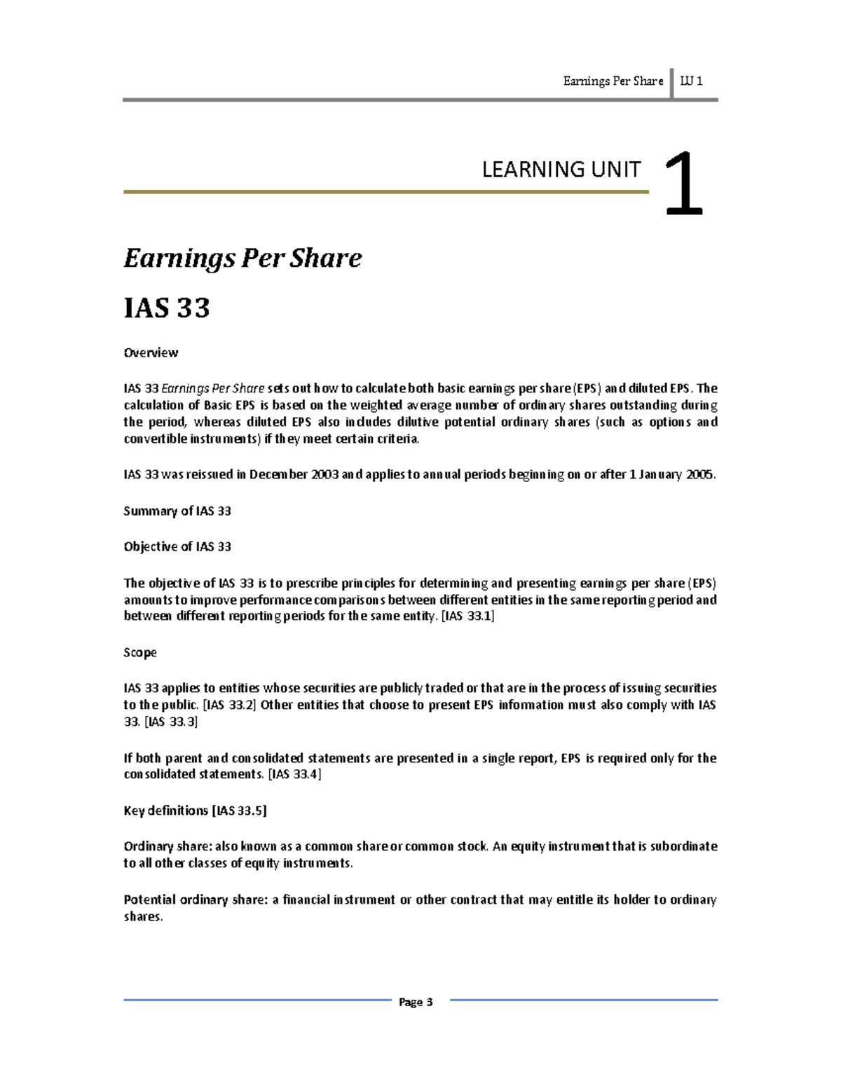 LU 1 - Earnings per share - Notes and Examples 2024 - Earnings Per ...