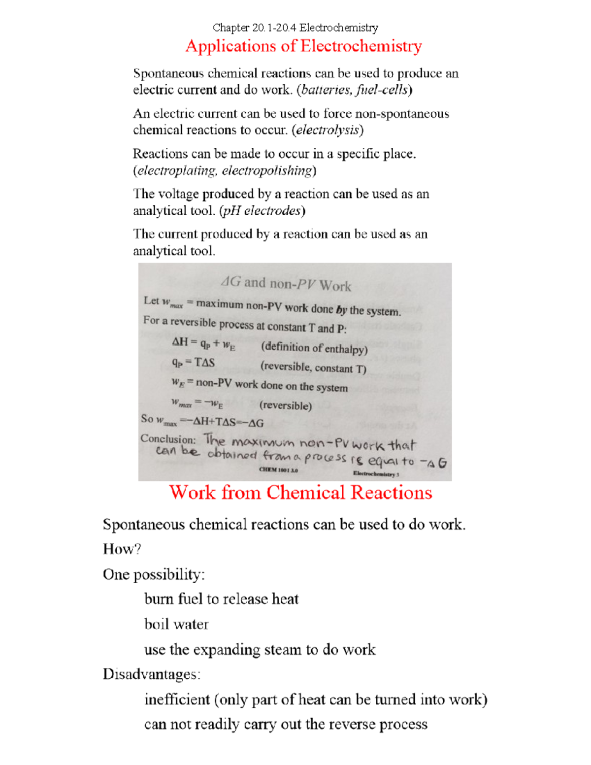 Chapter 20 Lecture Notes - Chapter Electrochemistry Applications Of ...