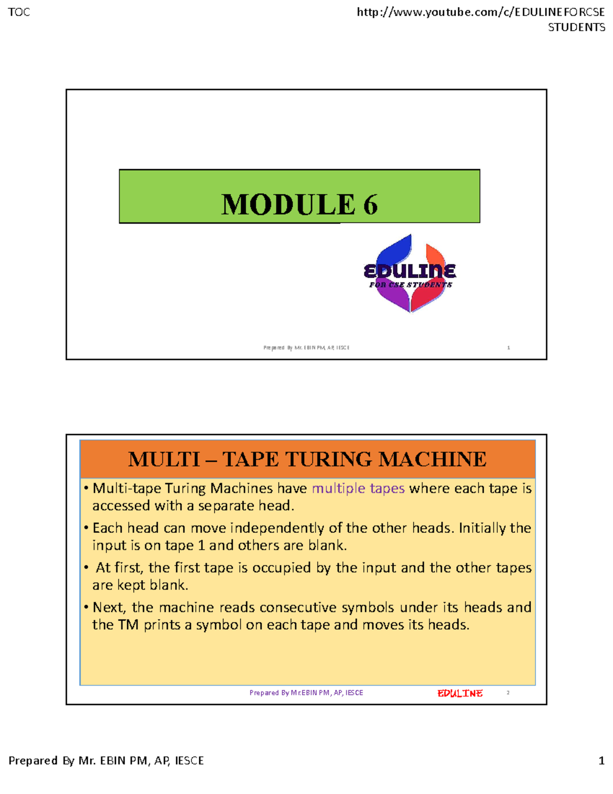 Module 5 continuation STUDENTS MODULE 6 Prepared By Mr. EBIN PM, AP