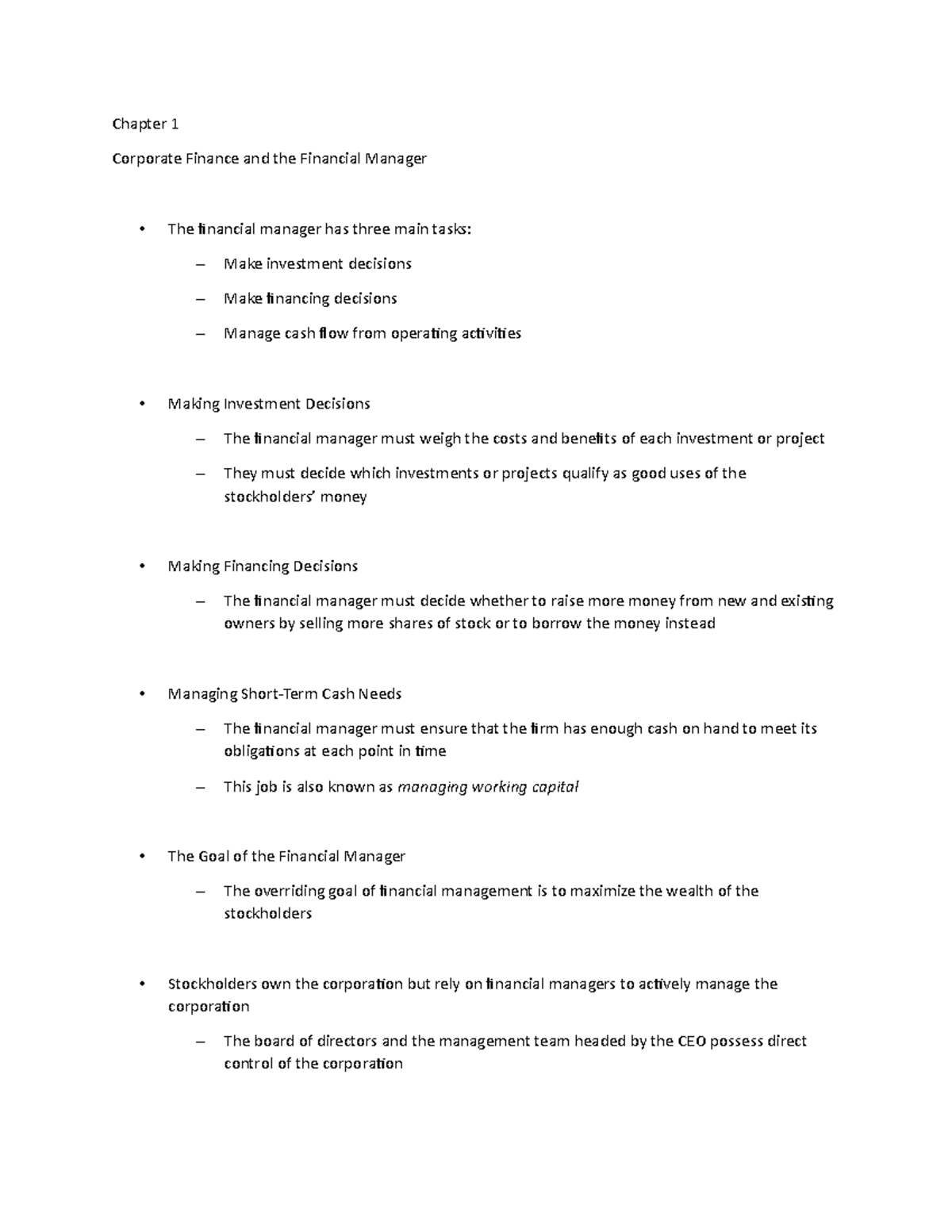 Lecture Notes 1g Chapter 1 Corporate Finance And The Financial 