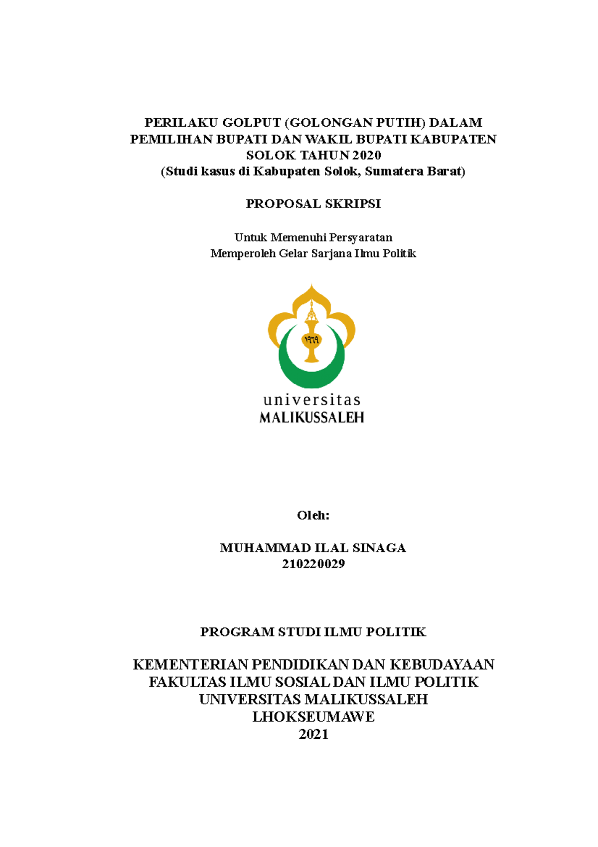 Contoh Proposal Skripsi - PERILAKU GOLPUT (GOLONGAN PUTIH) DALAM ...