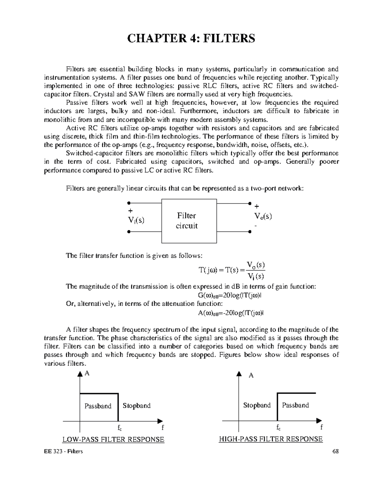 Filter Circuit 1 - CHAPTER 4: FILTERS Filters are essential building ...