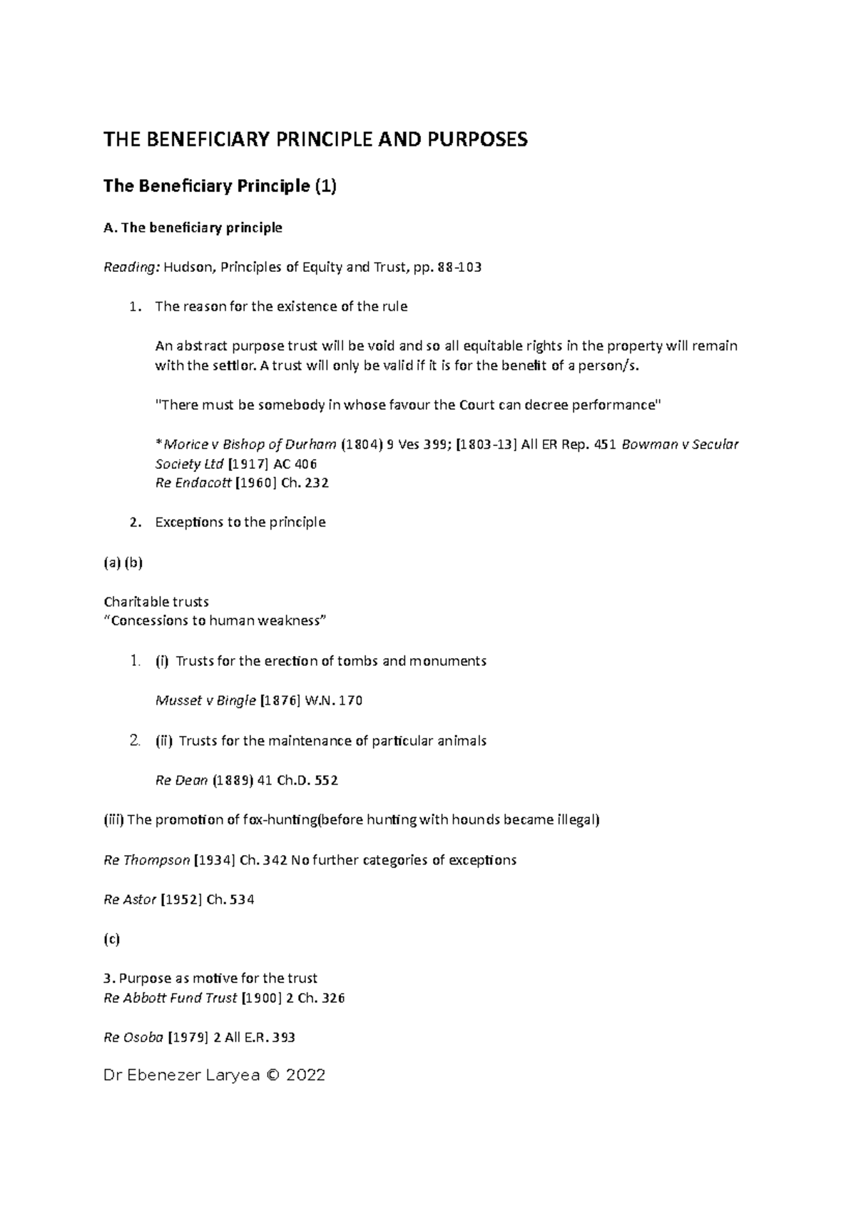 THE Beneficiary Principle AND Purposes - THE BENEFICIARY PRINCIPLE AND ...