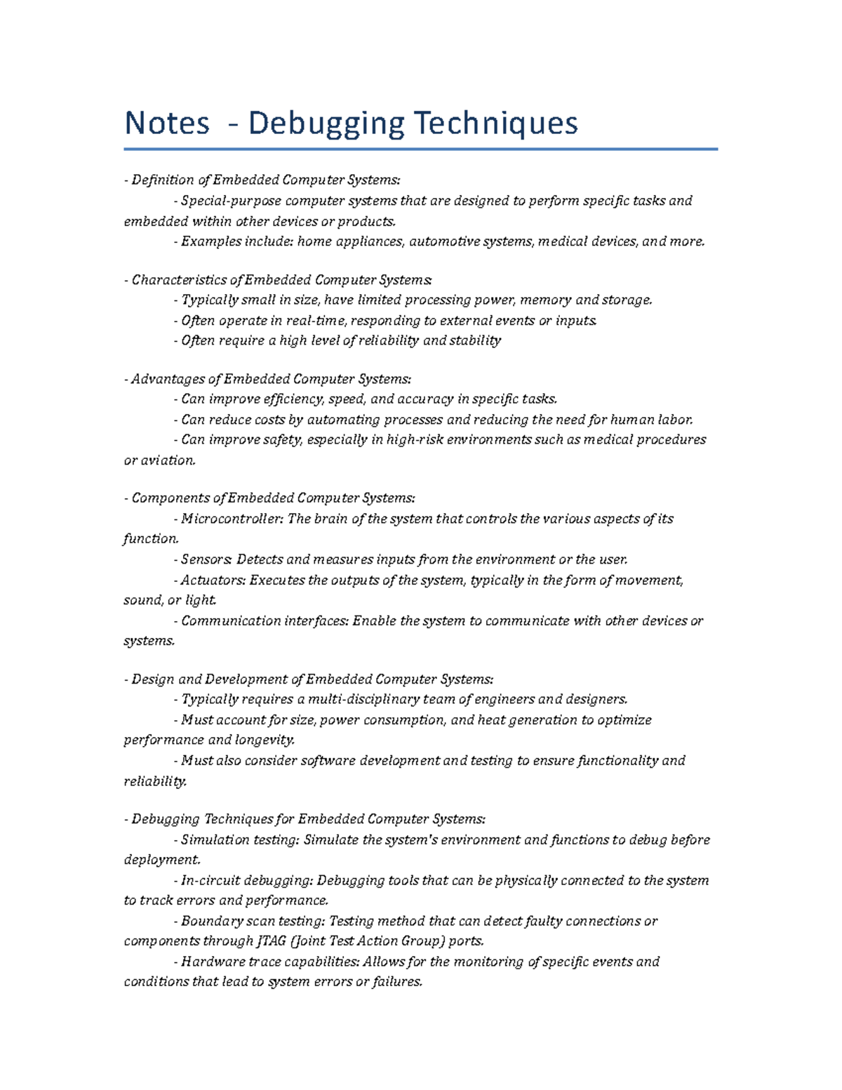 Lecture Notes - Debugging Techniques - Notes - Debugging Techniques ...