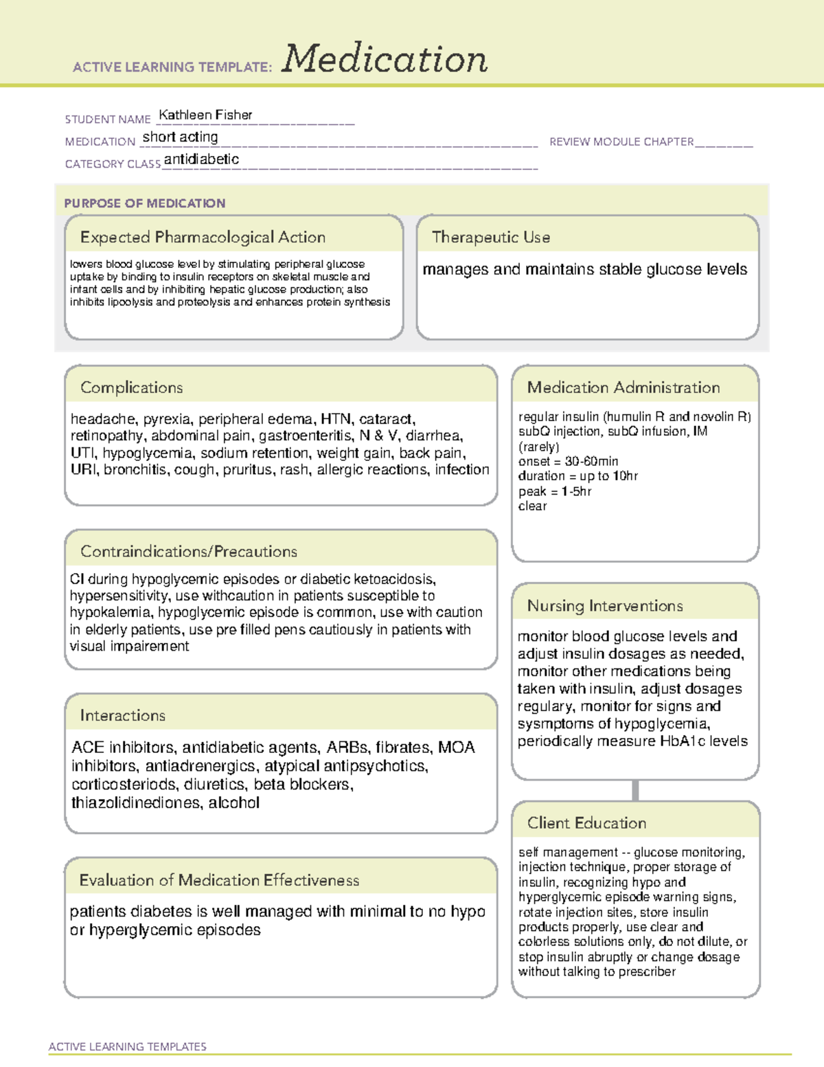 Medtemp insulin short - ATI template - ACTIVE LEARNING TEMPLATES ...