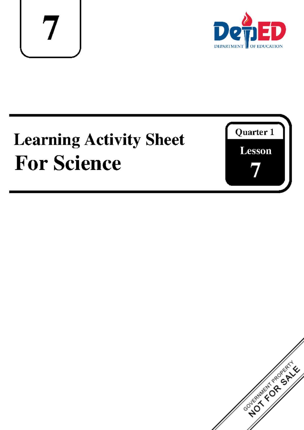 Q1 WS Science 7 Lesson 7 Week 7 - Learning Activity Sheet For Science 7 ...
