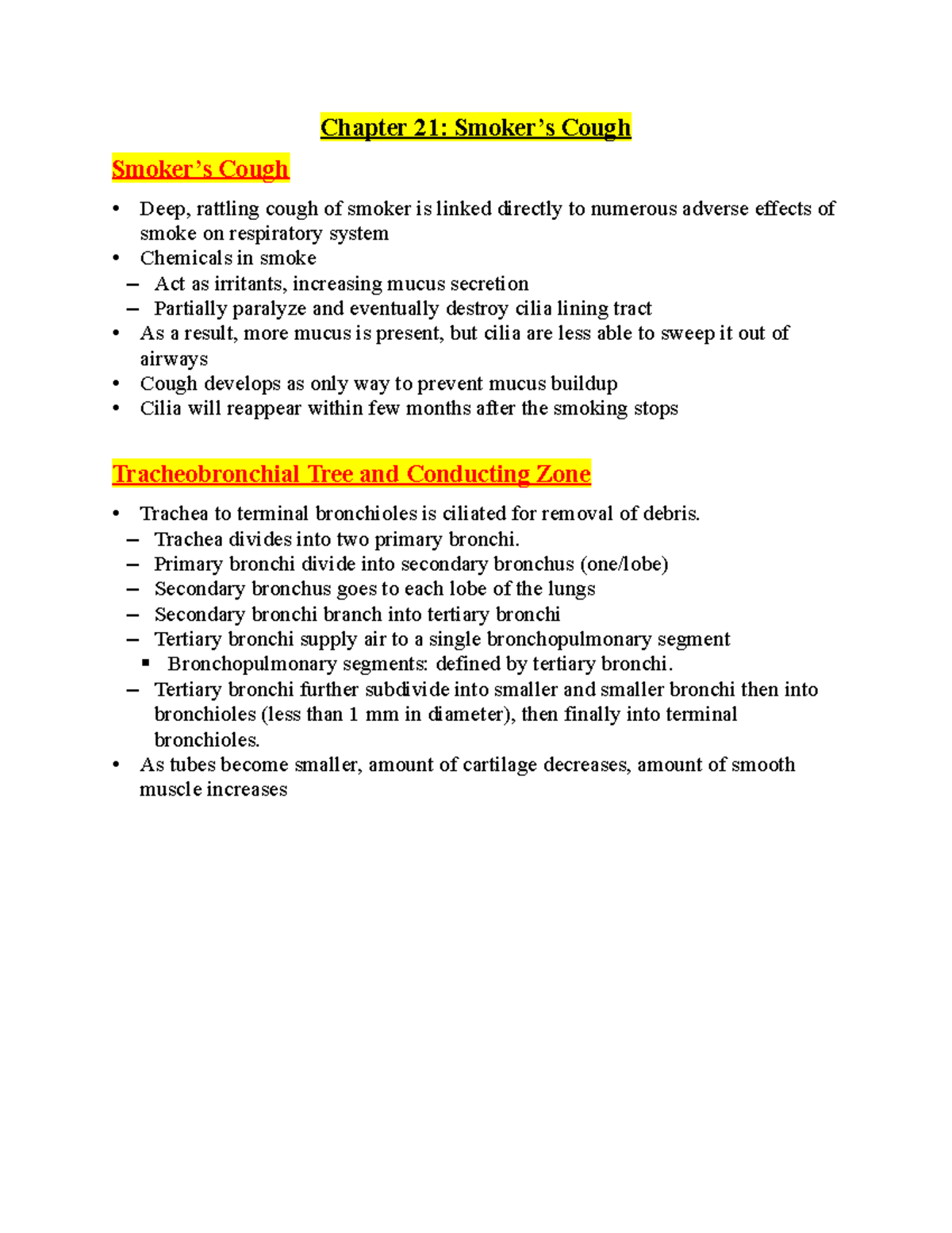 Chapter 21 8 Mr. Aguilar Class Chapter 21 Smoker’s Cough Smoker’s