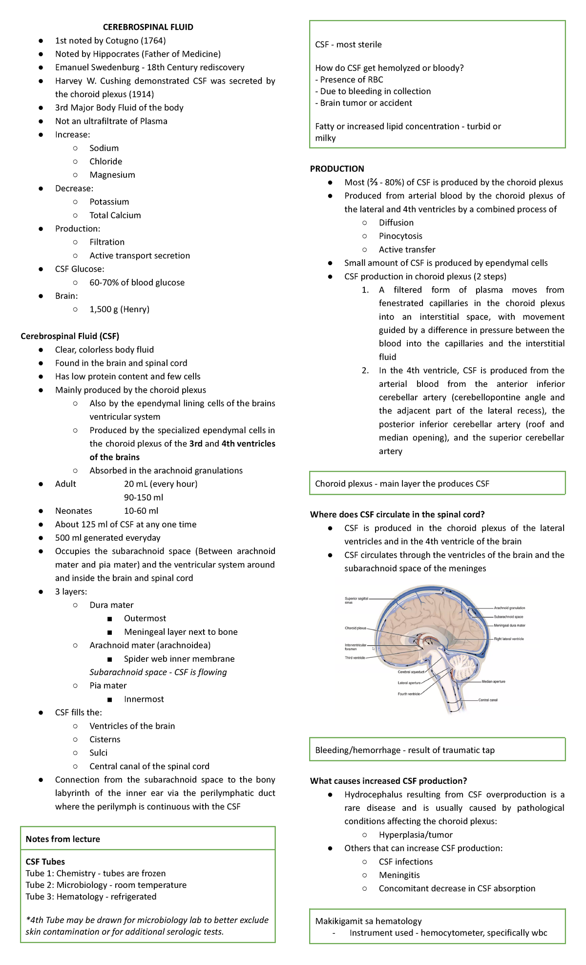 Aubf csf - CSF - CEREBROSPINAL FLUID 1st noted by Cotugno (1764) Noted ...