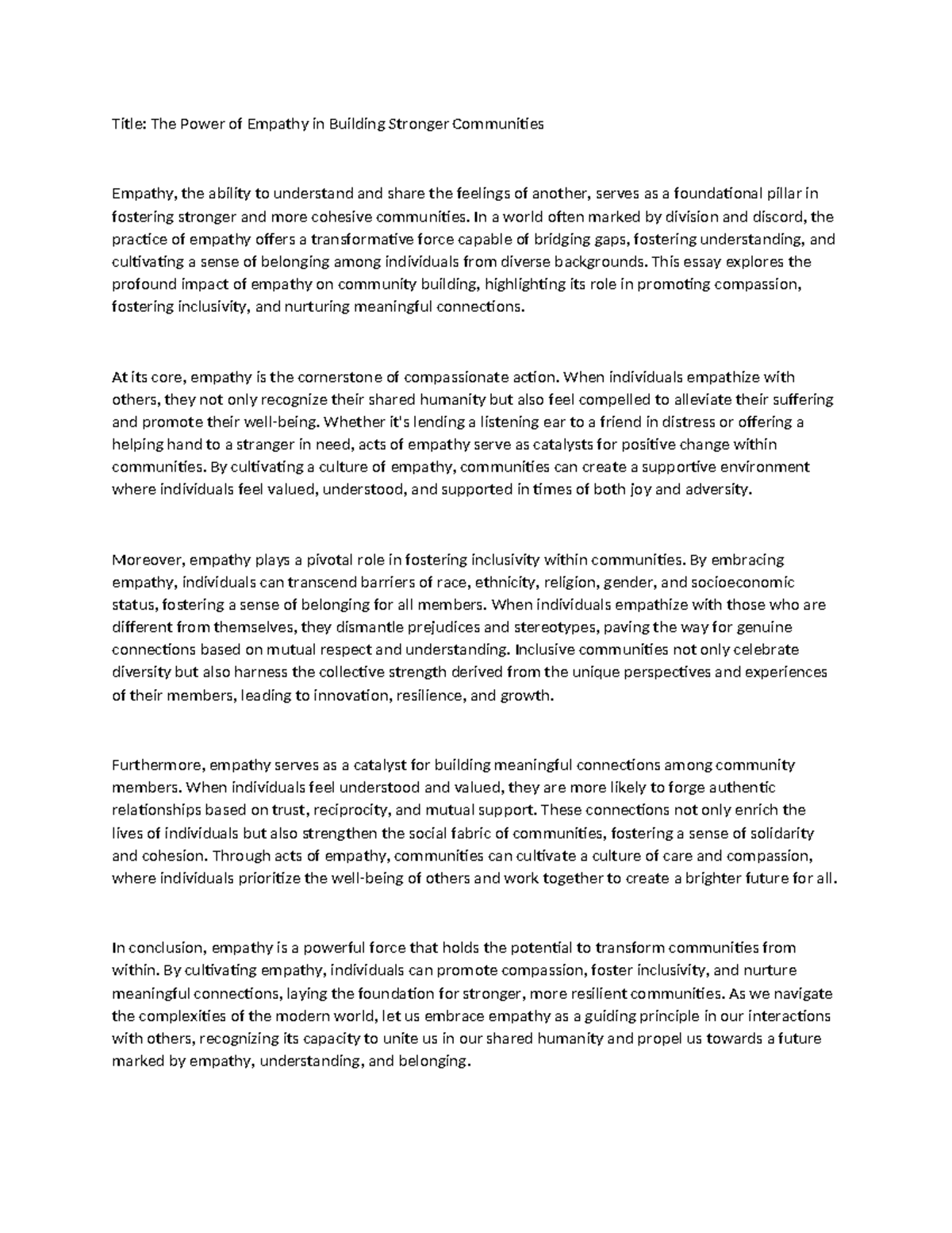 The Power of Empathy in Building Stronger Communities - In a world ...