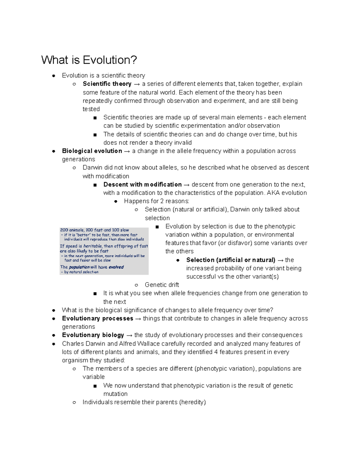 Evolution notebook - Theisen - What is Evolution? Evolution is a ...