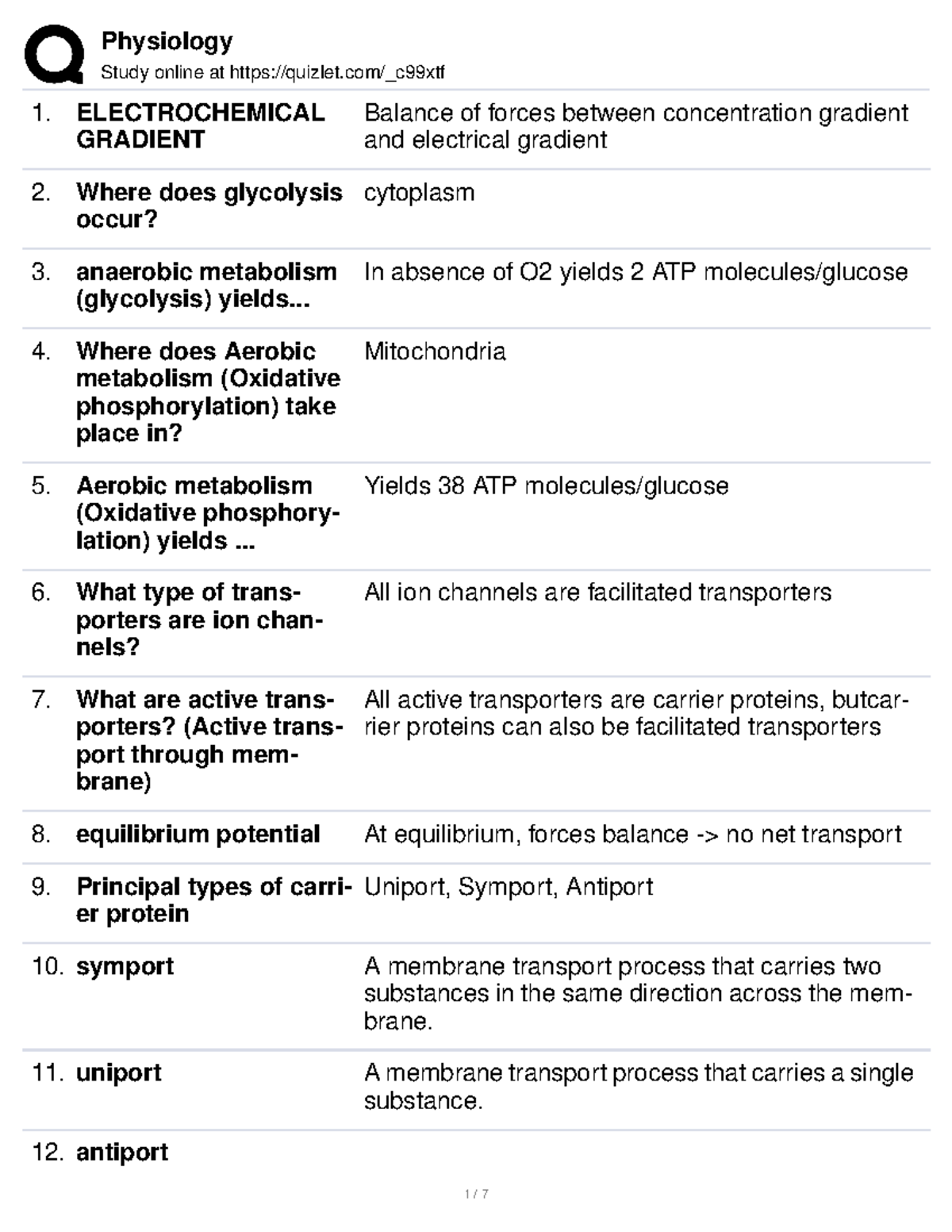 BI20B2 physiology Flashcards Study online at quizlet/_c99xtf