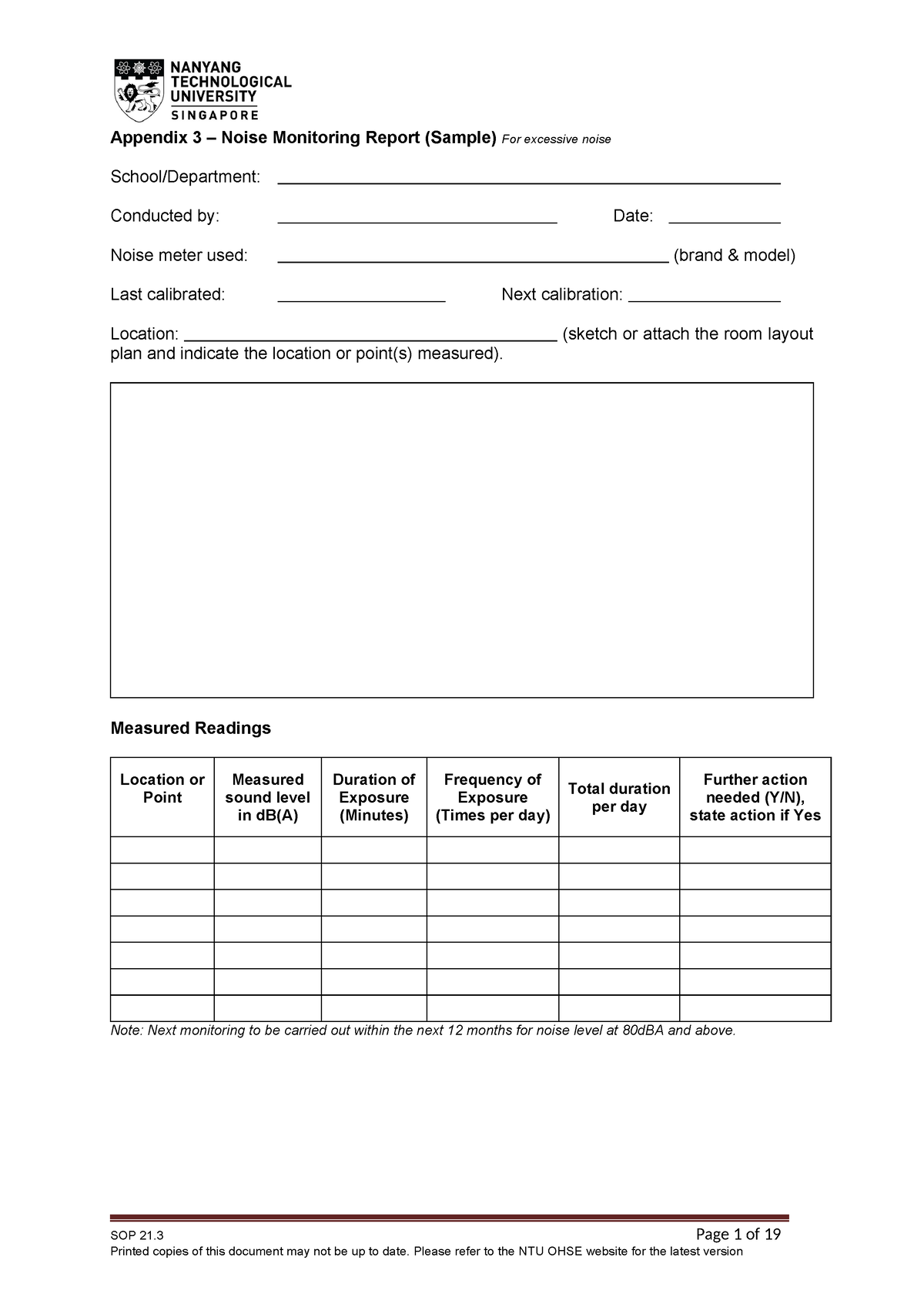 Noise monitoring report (sample) - Measured Readings Location or Point ...