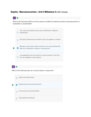 Sophia - Macroeconomics - Unit 1 Milestone 1 - ECON1001 - Studocu