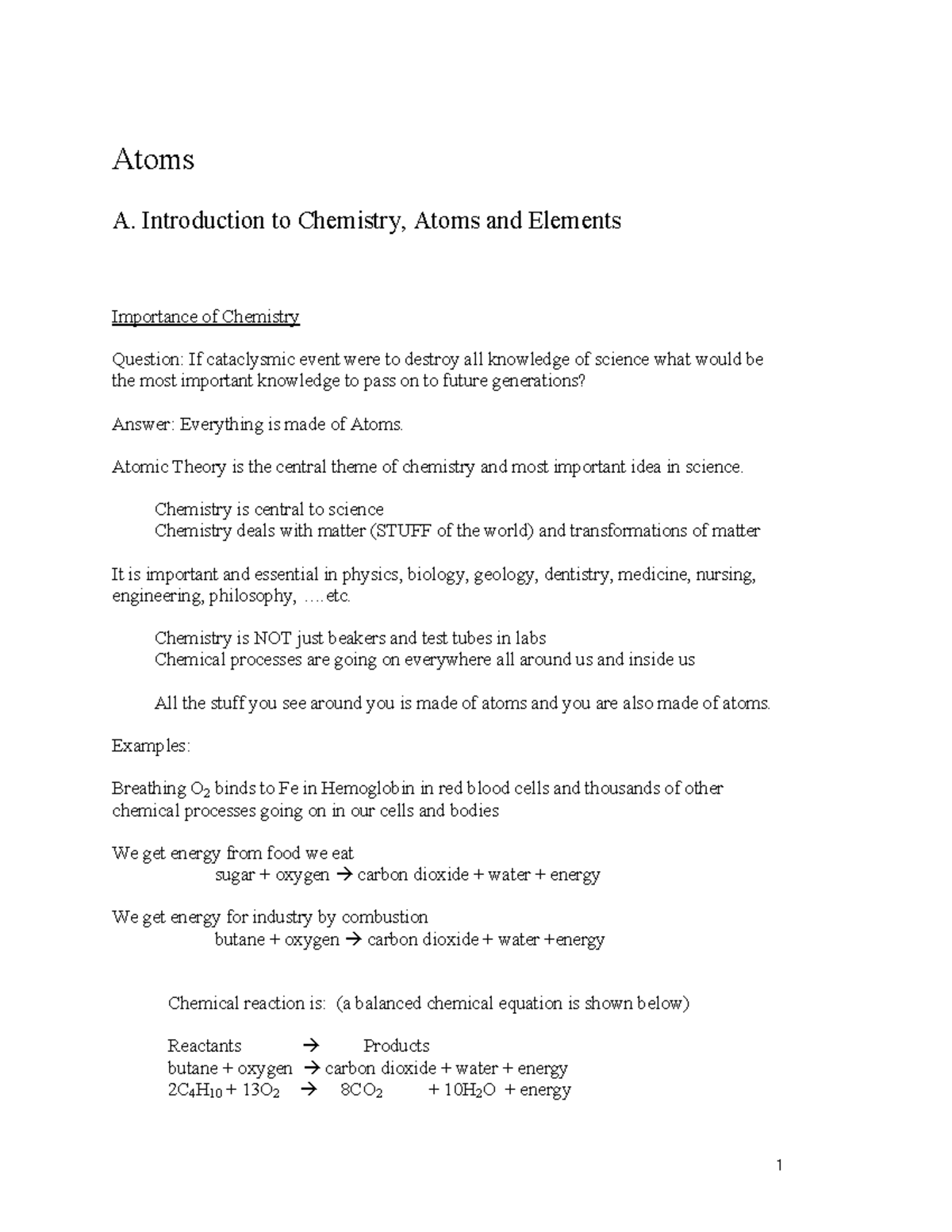 Atoms Lecture Notes 1 21 Atoms A Introduction To Chemistry Atoms