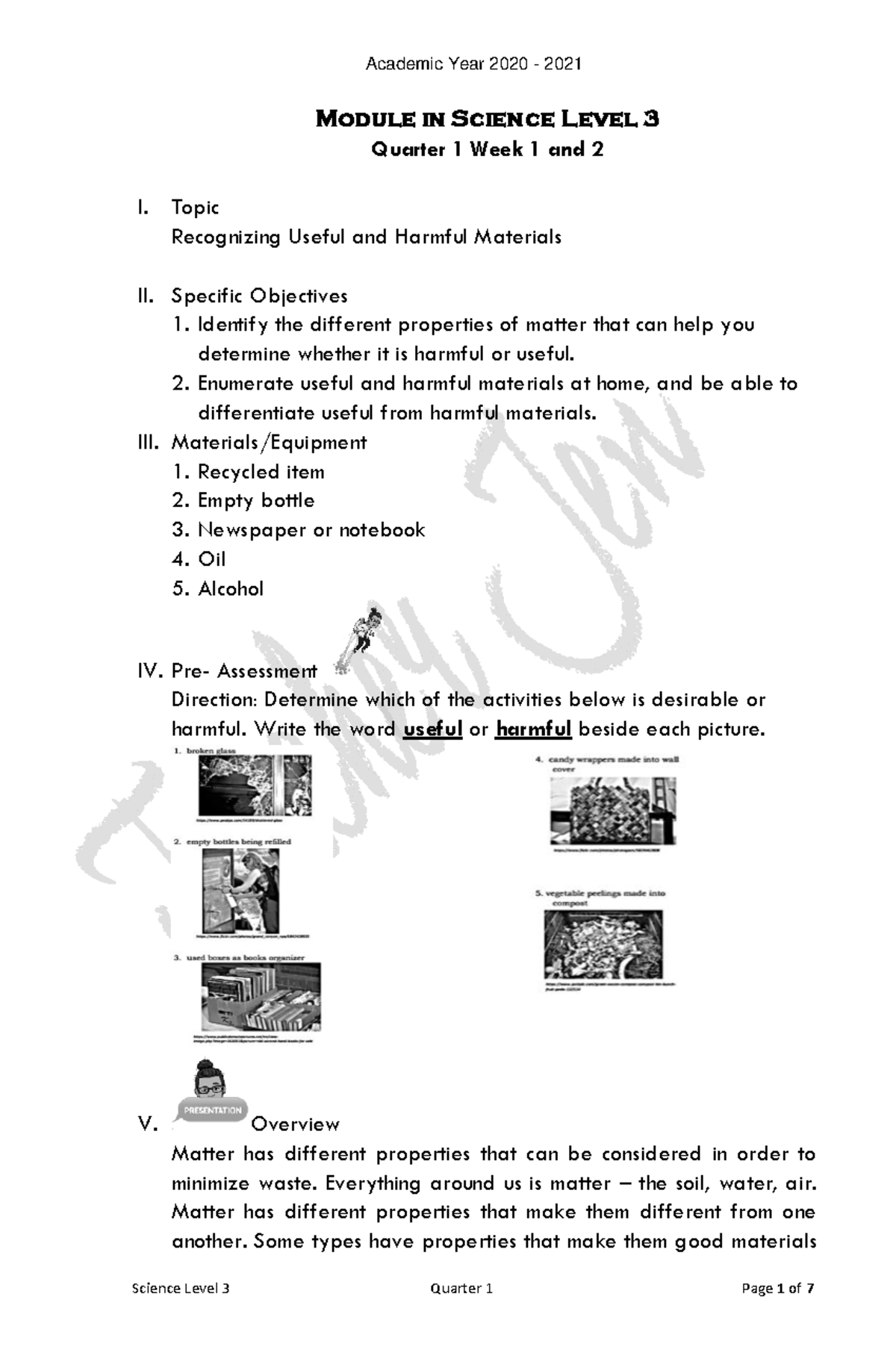 Science Module Level 3 Q1 Week 1Week2 - Module In Science Level 3 ...