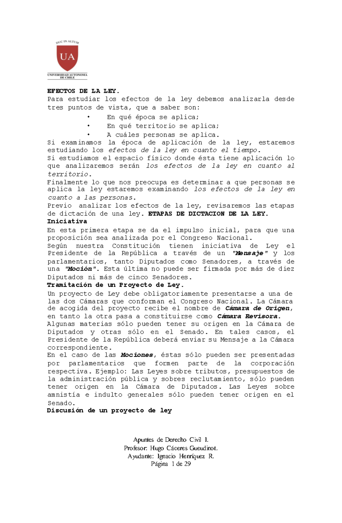 Apuntes Capitulo II Teoria de la ley - EFECTOS DE LA LEY. Para estudiar ...