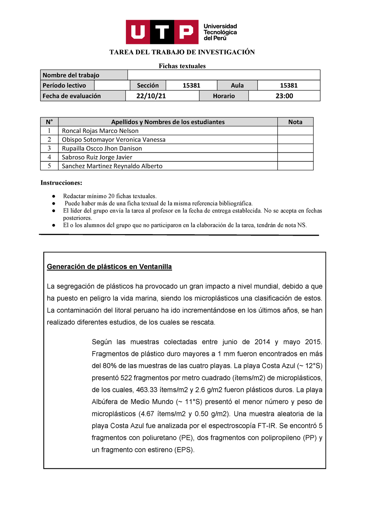 Annotated Tarea Fichas Textuales Tarea Del Trabajo De Investigaci N Fichas