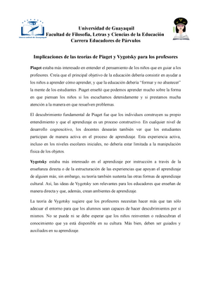 Implicaciones de las teor as de Piaget y Vygotsky para los