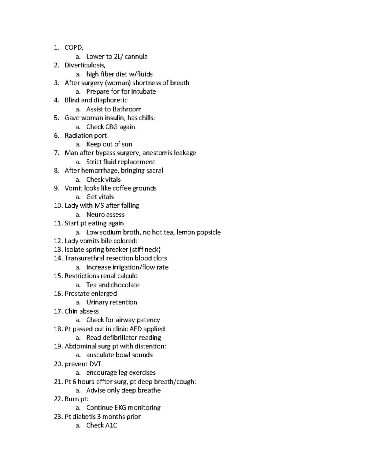 Medical surgical hesi - Study notes for med surg - 1. COPD, a. Lower to ...