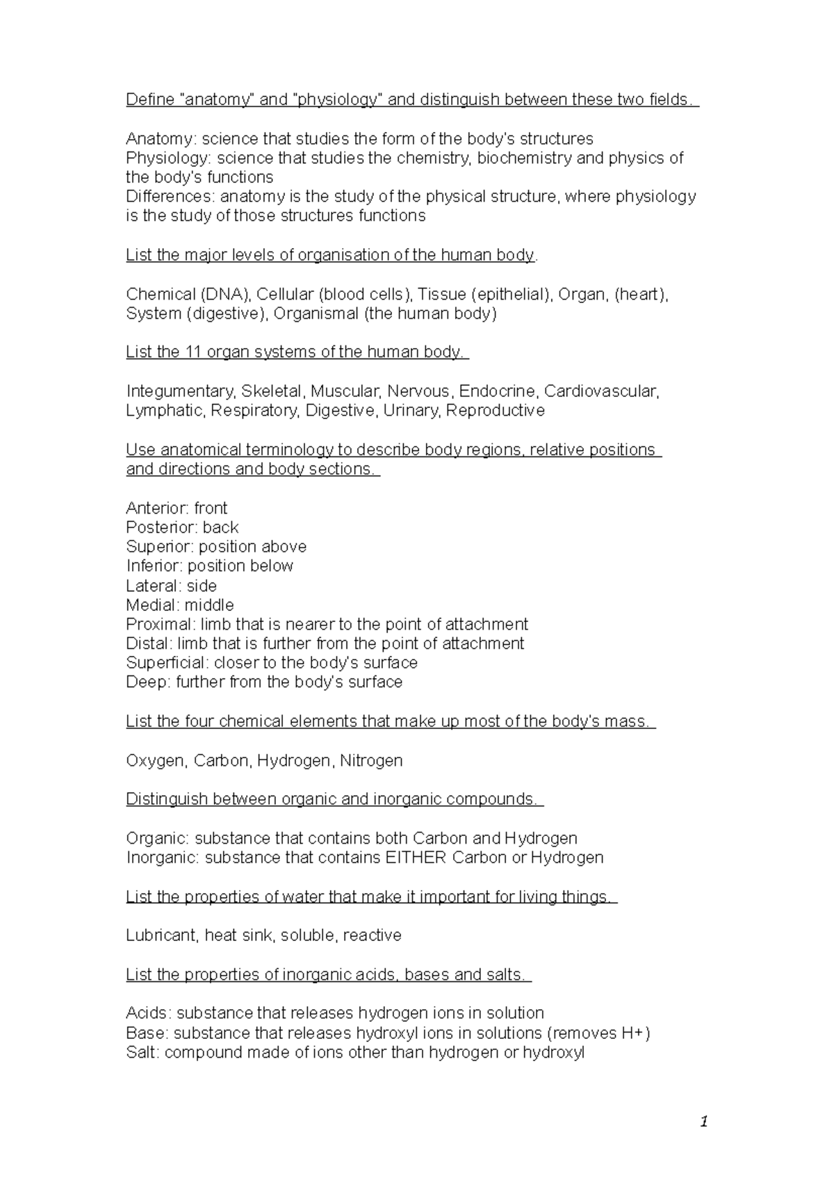 so these were taken from the lecture notes, and are summaries of all ...